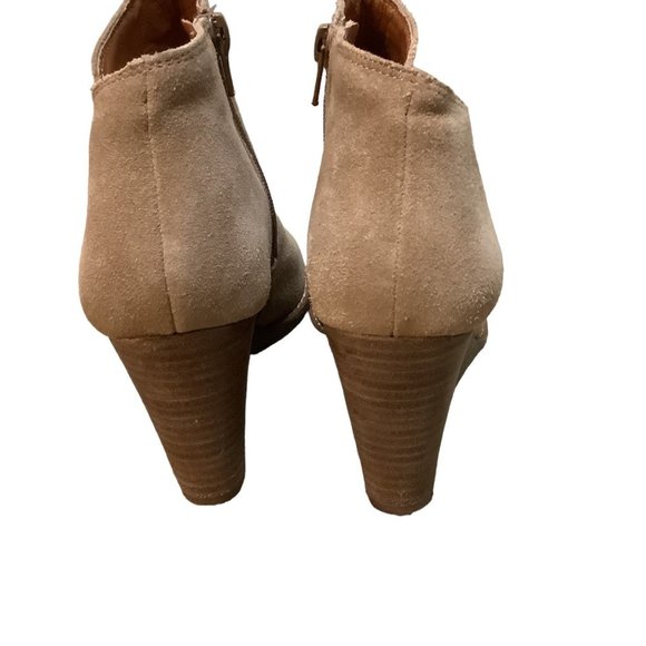 LUCKY BRAND Tan Wedge Side Zip Almond Toe Bootie-Size 8.5 - Picture 5 of 9